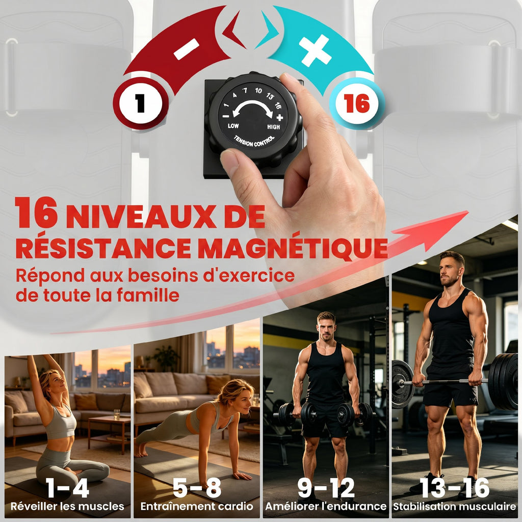 Rameur Musculation d'Appartement Bluetooth Connecté Kinomap & Zwift 16 Niveaux Résistance Silencieux 135x42x72cm Rouge